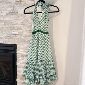 Thai designer float green polka dotted dress by